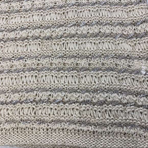 Lucky Brand Womens Sweater Tan Metallic Open Heavy Knit Top Tan 3/4 Sleeve S/S - Picture 5 of 11